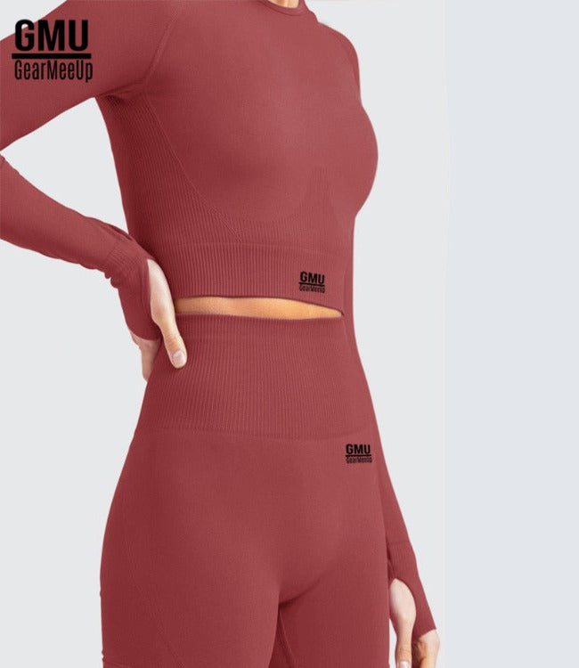 GearMeeUp Seamless Knitted Long Sleeve Crop Top