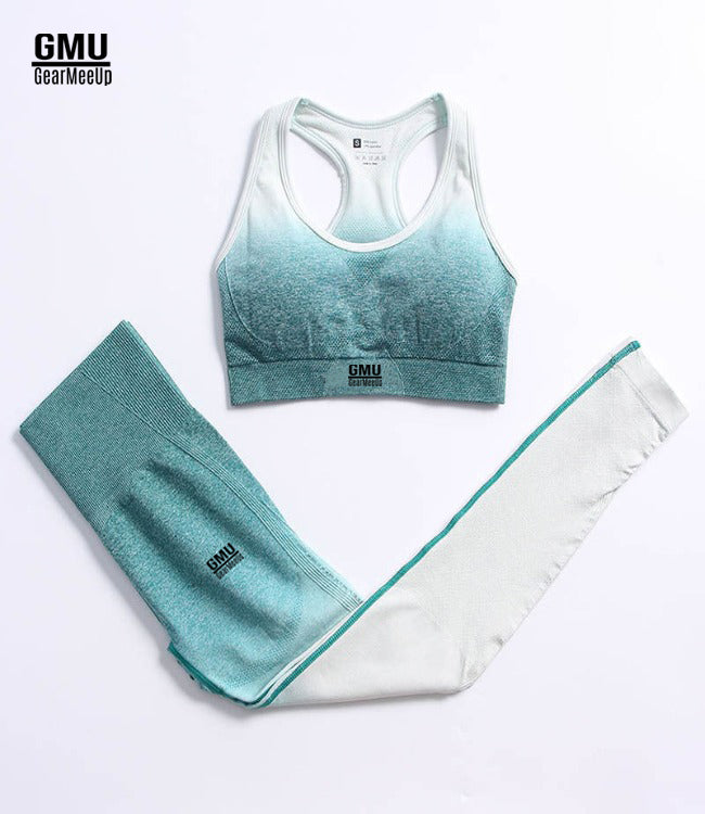 Seamless Ombre Sports Leggings+Bra Set
