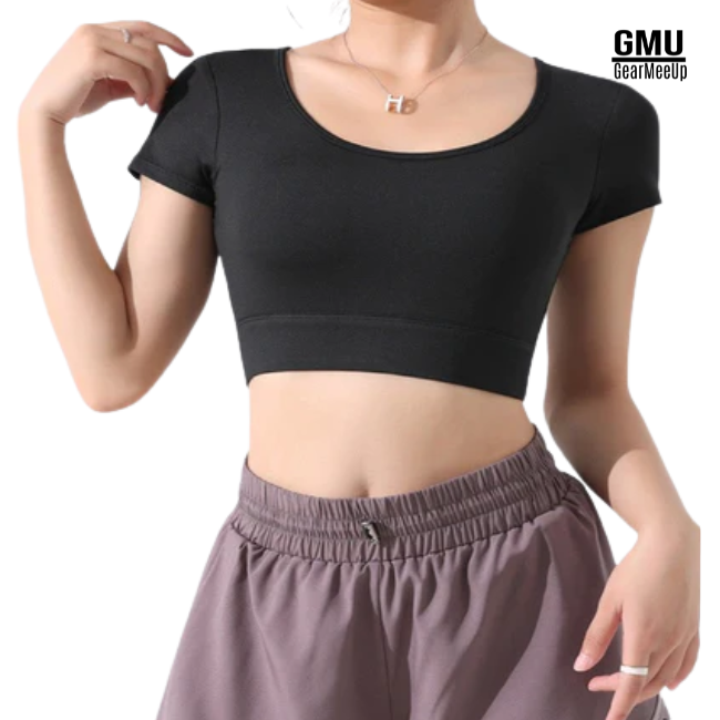 Gearmeeup Open Back Crop Top Sports Bra