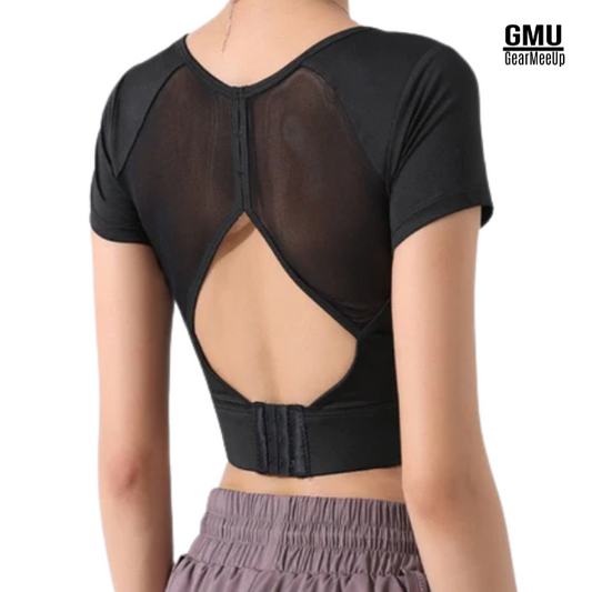 Gearmeeup Open Back Crop Top Sports Bra