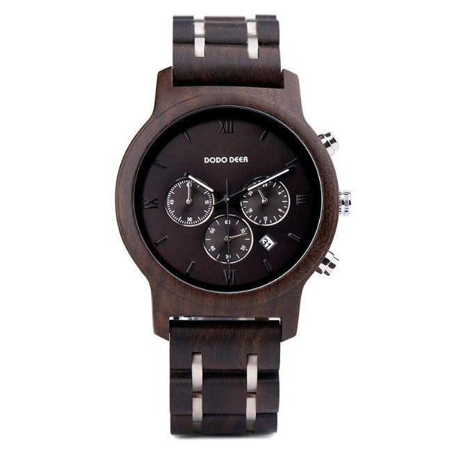 Retro Chronograph Wood Watch - GearMeeUp