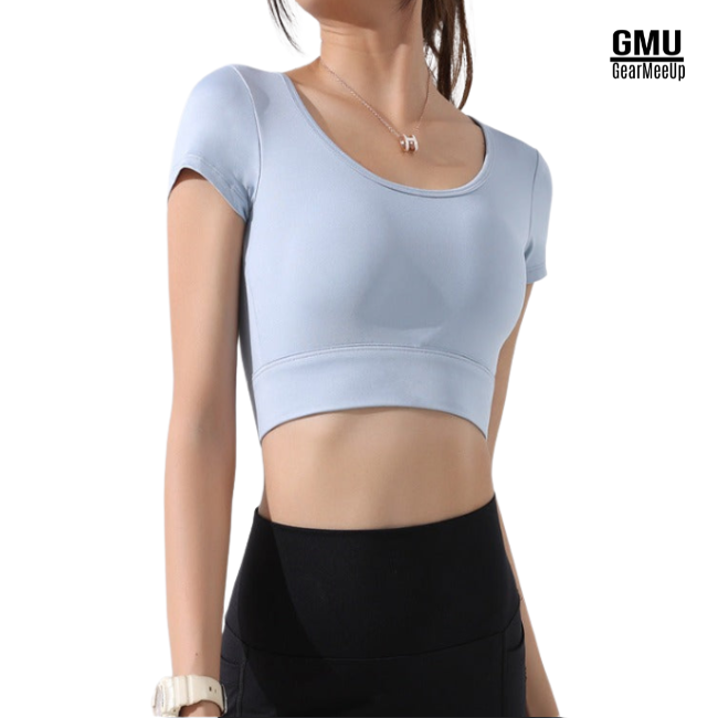 Gearmeeup Open Back Crop Top Sports Bra