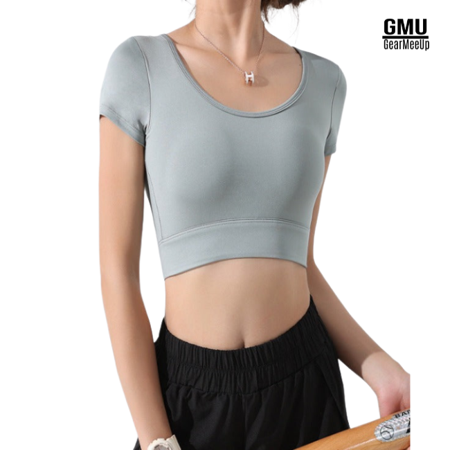 Gearmeeup Open Back Crop Top Sports Bra