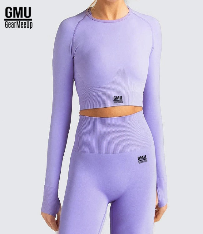 GearMeeUp Seamless Knitted Long Sleeve Crop Top