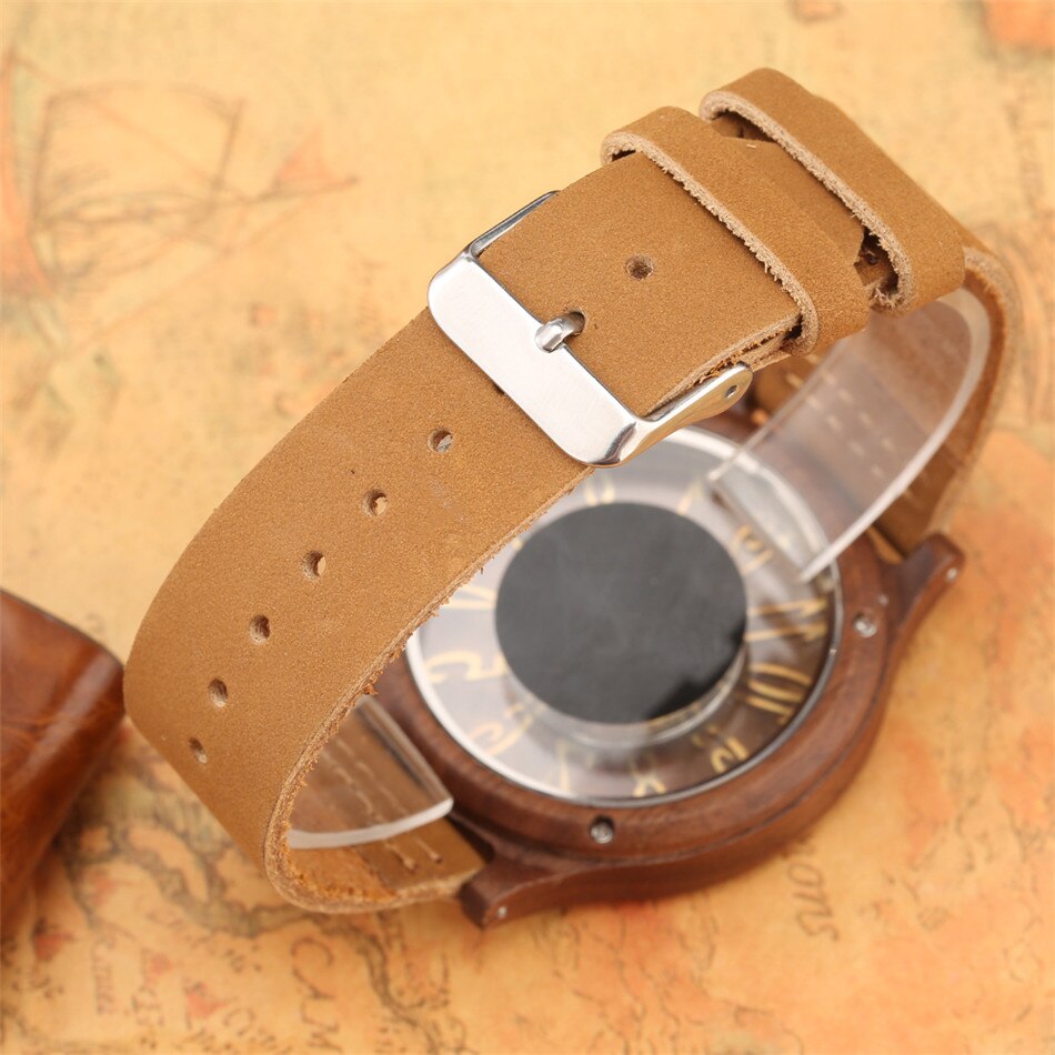 Classic Hollow Arabic Numerals Women's Wood Watch - GearMeeUp