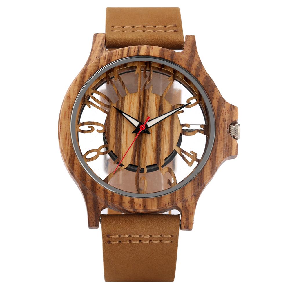 Classic Hollow Arabic Numerals Women's Wood Watch - GearMeeUp