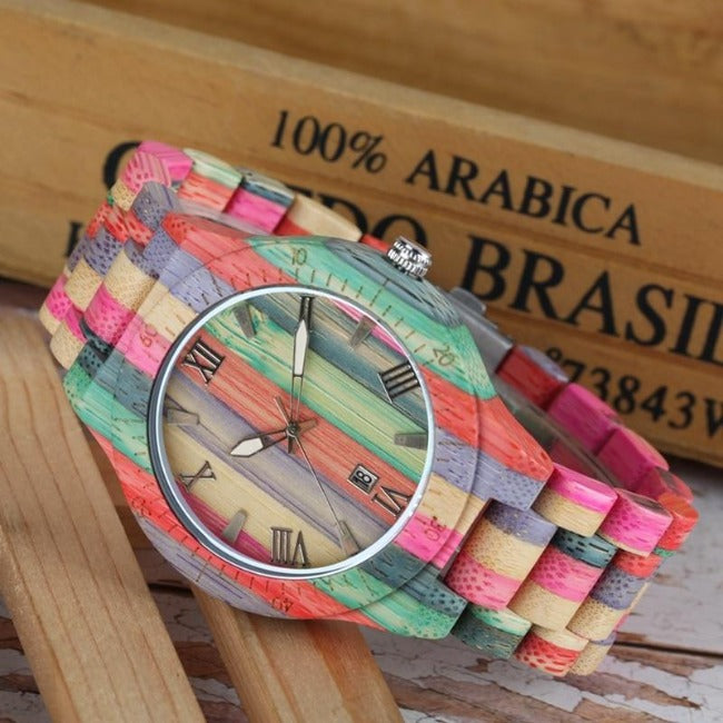 Unique Candy Colour Wood Wrist Watch - GearMeeUp
