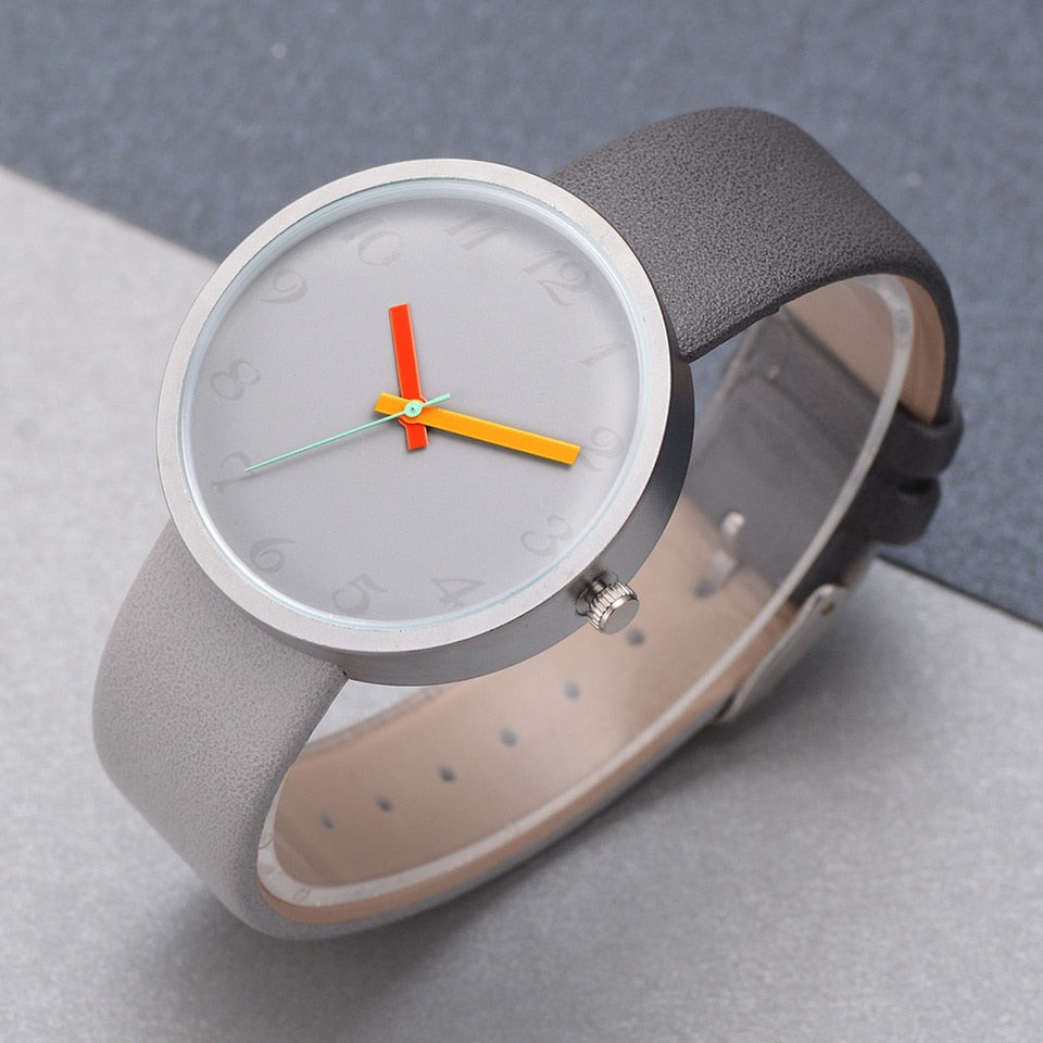 Minimalist Contrast Colour PU Leather Watch - GearMeeUp