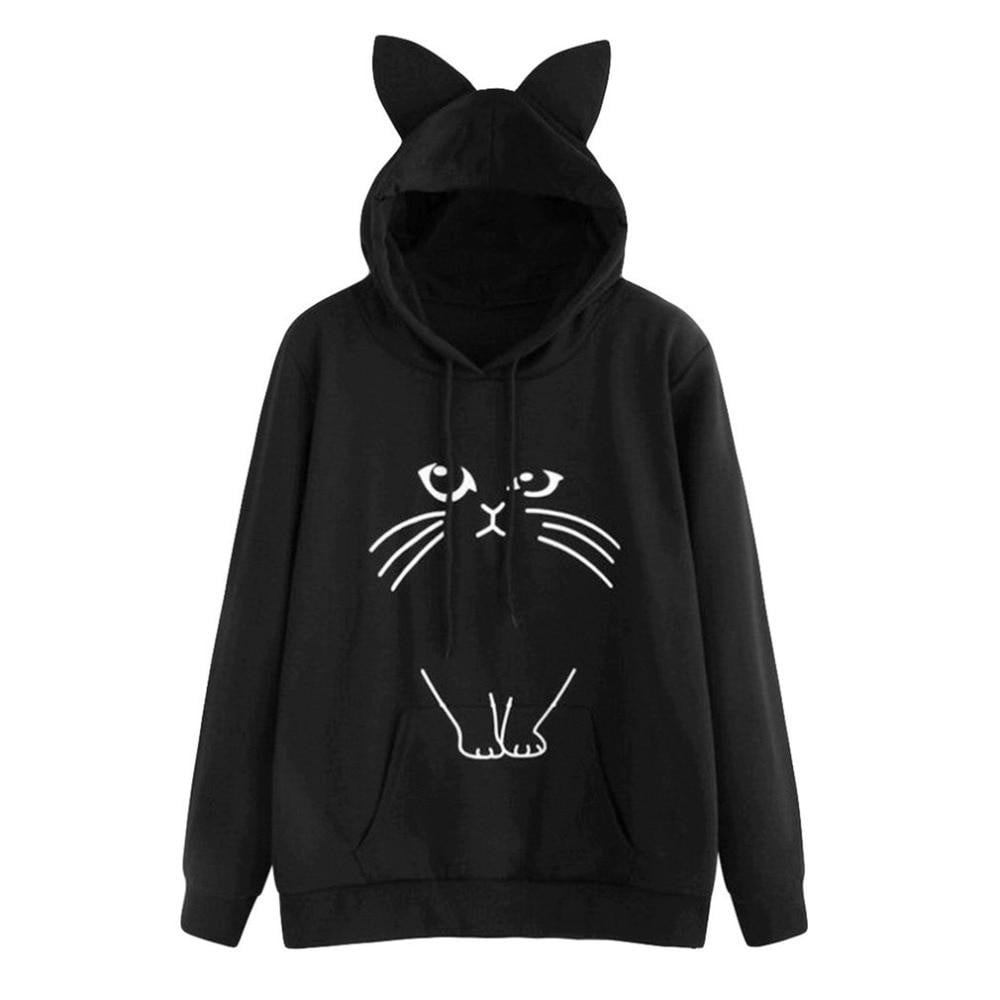Ear Cat Pattern Women Hoodies - GearMeeUp