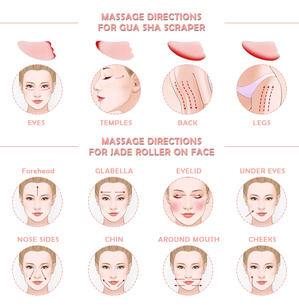 Natural Jade Rose Quartz Facial Massager - GearMeeUp