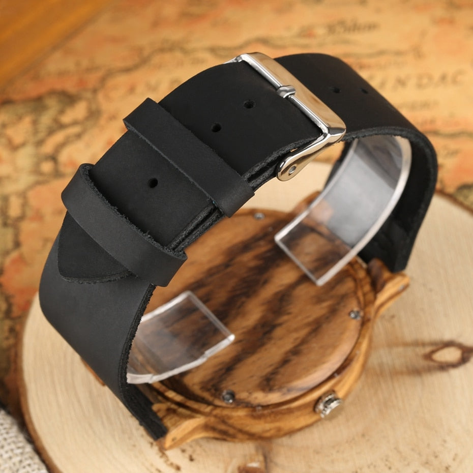 Compass Dial Pattern Wood Watch for Men - GearMeeUp