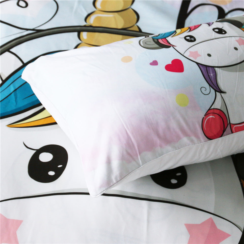 Cute Unicorn Rainbow Hair Duvet Cover Set - GearMeeUp