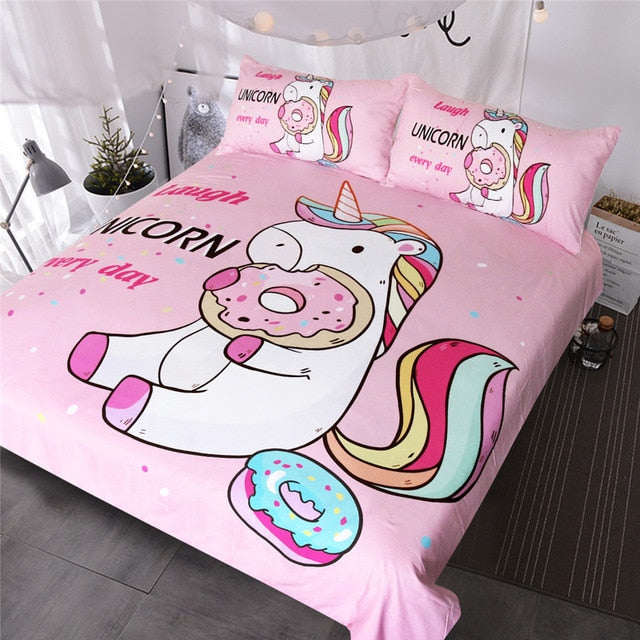 Cute Unicorn Rainbow Hair Duvet Cover Set - GearMeeUp