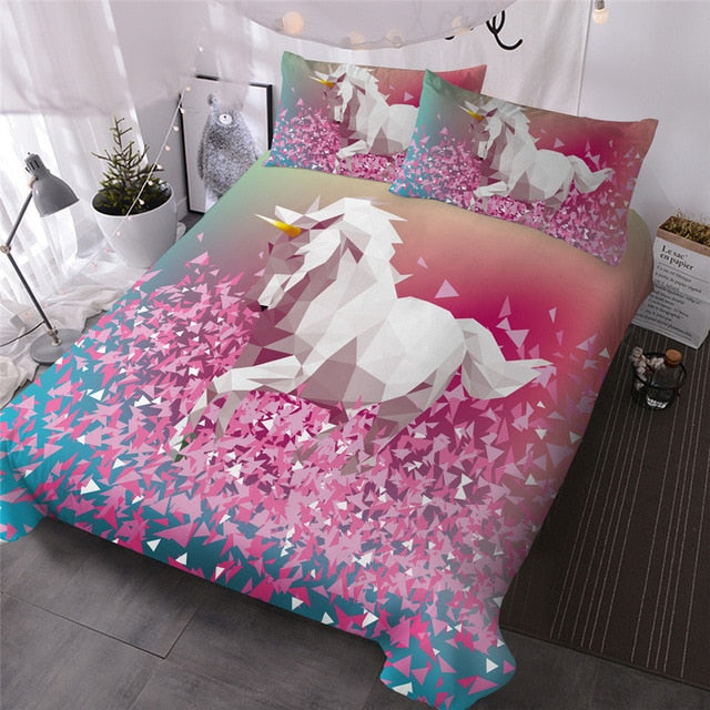 Cute Unicorn Rainbow Hair Duvet Cover Set - GearMeeUp