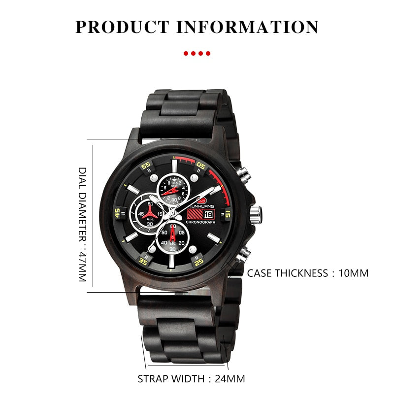 Stylish Wood Chronograph Military Mens Watch - GearMeeUp