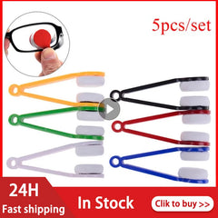 HOT! 5 Colors Mini Microfiber Two-side Sunglasses Brush Eyeglass Cleaner Brush Spectacles Rub Cleaner Glasses Clean Tool Brush