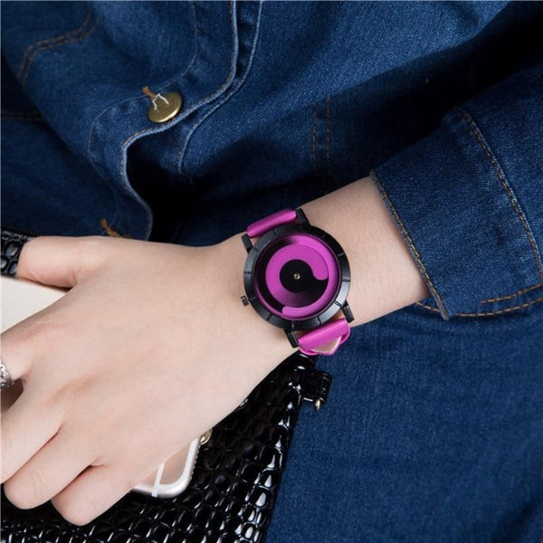 Minimalist Vortex Leather Wristwatch