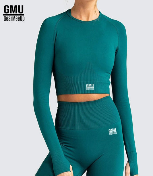 GearMeeUp Seamless Knitted Long Sleeve Crop Top