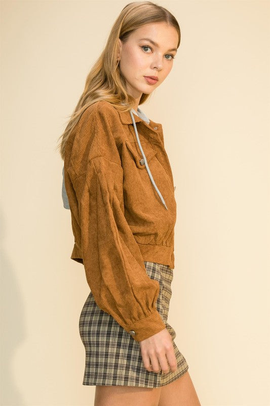 Corduroy Jacket with Terry Hoodie
