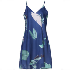 Sexy Mini Beach Palm Leaf Print Dresses - GearMeeUp