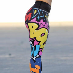 Graffiti Printed Yoga Leggings - GearMeeUp