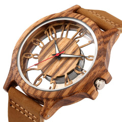 Classic Hollow Arabic Numerals Women's Wood Watch - GearMeeUp