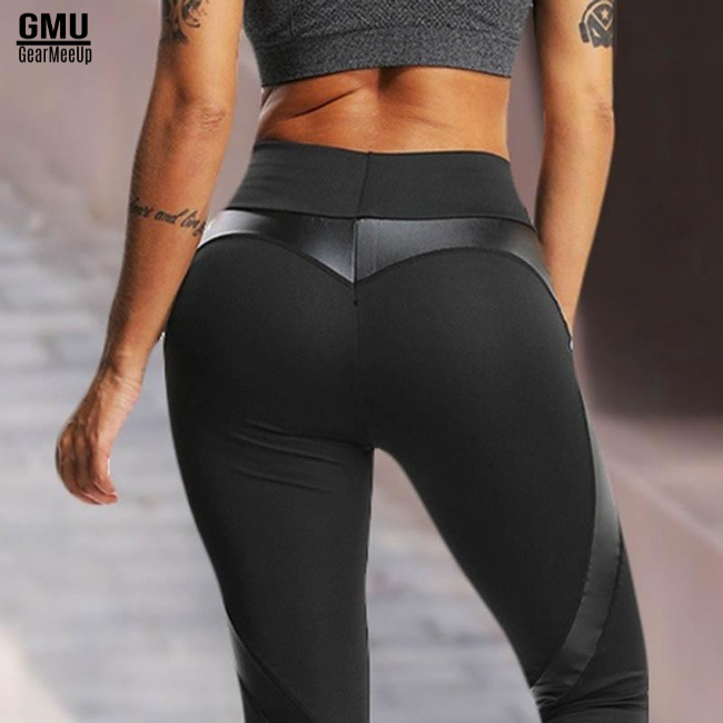 High-Waisted Honeycomb Heart Pattern Leggings