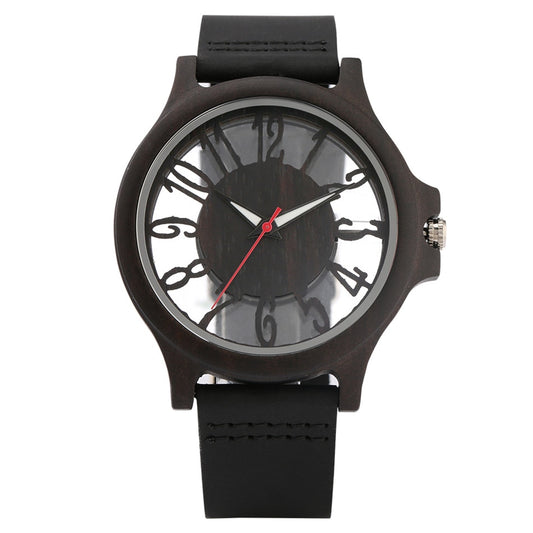 Classic Hollow Arabic Numerals Women's Wood Watch - GearMeeUp