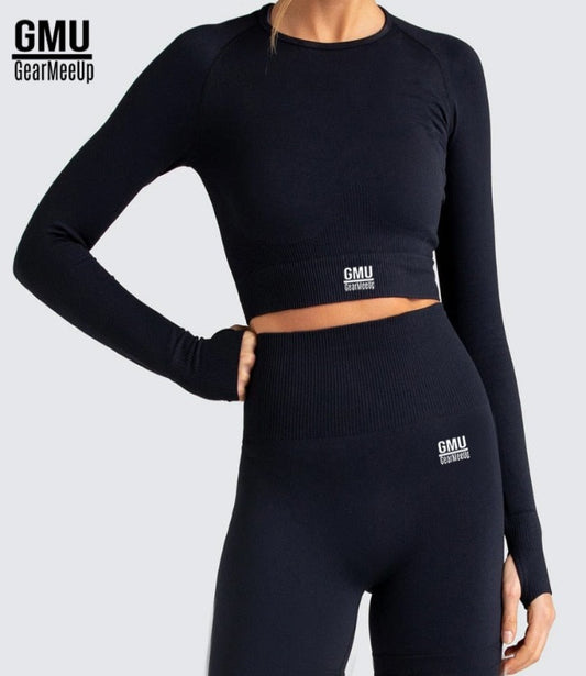 GearMeeUp Seamless Knitted Long Sleeve Crop Top