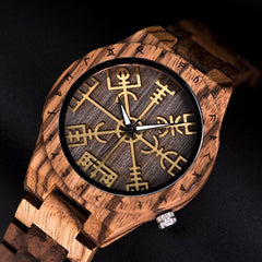 Handmade Runic Circle Wood Watch - GearMeeUp