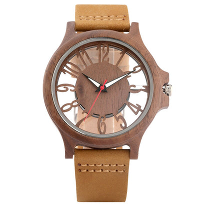 Classic Hollow Arabic Numerals Women's Wood Watch - GearMeeUp