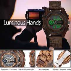Antique Natural Wood Digital Men's Watch - GearMeeUp