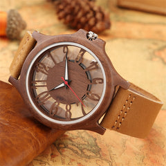 Classic Hollow Arabic Numerals Women's Wood Watch - GearMeeUp
