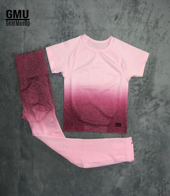 Ombre Seamless Leggings+Crop Top Set