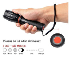 Tactical Flashlight 1000 Lumens Zoom able IPX6 Waterproof Handheld Flashlight With Hidden COB Lighting for Camping Hiking Emergency Biking - GearMeeUp