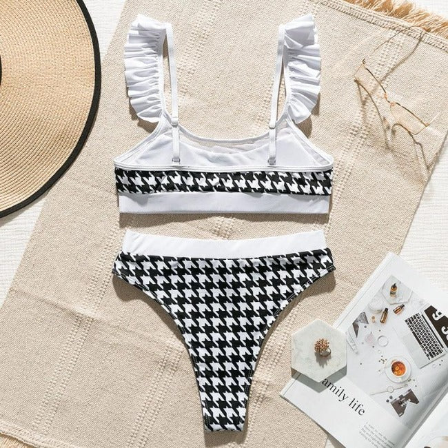 Olivia™ Ruffled Plaid High-Waisted Bikini Set - GearMeeUp