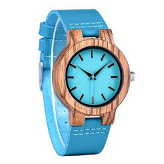 Midnight Blue Wood Watch Leather Strap - GearMeeUp