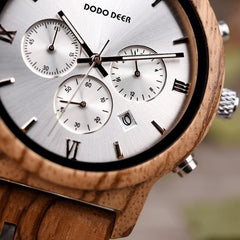 Retro Chronograph Wood Watch - GearMeeUp