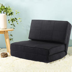 Suede Fold Down Chair Flip Out Lounger - GearMeeUp