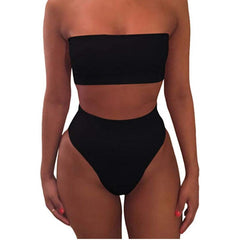 Giovanna™ Bandeau Solid High Waist Swimwear - GearMeeUp
