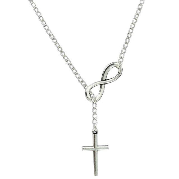 Infinity Cross Lariat Pendant Necklace