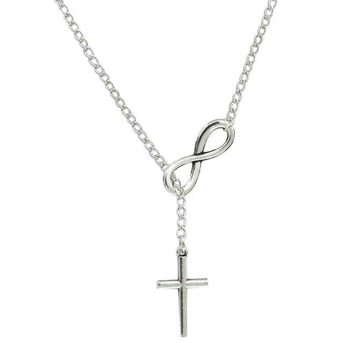 Infinity Cross Lariat Pendant Necklace - GearMeeUp