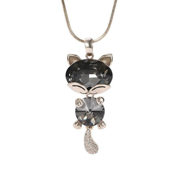 Dangle Crystal Cat Necklace