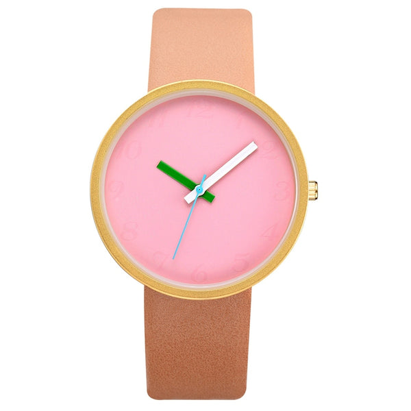Minimalist Contrast Colour PU Leather Watch