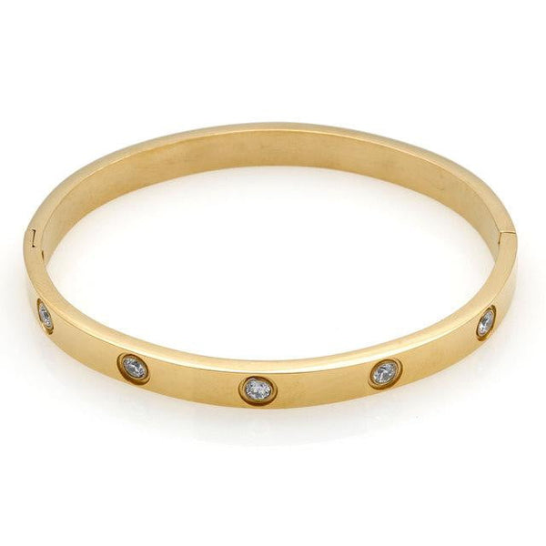 Trendy Crystal Stainless Steel Bangle