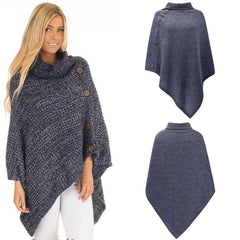 Elegant Knitted Turtleneck Cloak Sweater - GearMeeUp