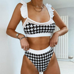 Olivia™ Ruffled Plaid High-Waisted Bikini Set - GearMeeUp