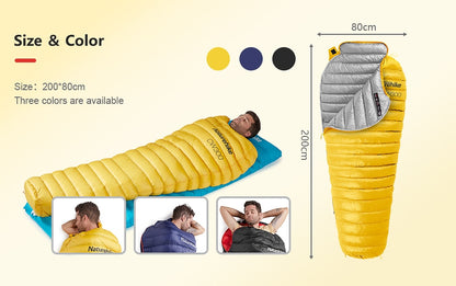 Ultralight Outdoor White Goose Down Mummy Sleeping Bag - GearMeeUp