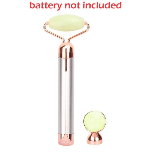 Electric Vibrating Natural Rose Quartz Jade Roller - GearMeeUp