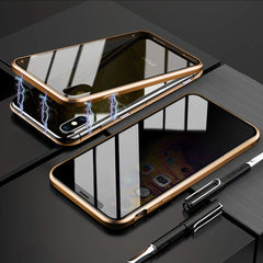 Magnetic Metal Privacy Tempered Glass Phone Case - GearMeeUp